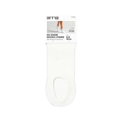 ARRIA 3 Pairs No Show Socks (White)
