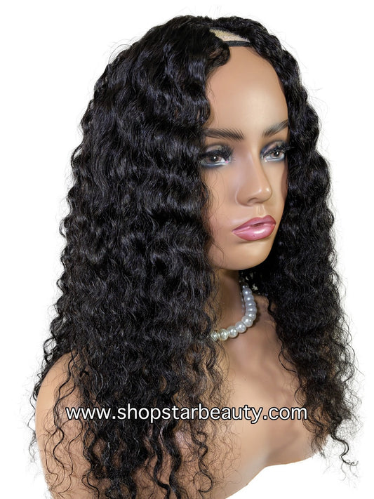 15A PINK LEMON GOLD 100% Human Hair V-Part Wig V-WET & WAVY WATER