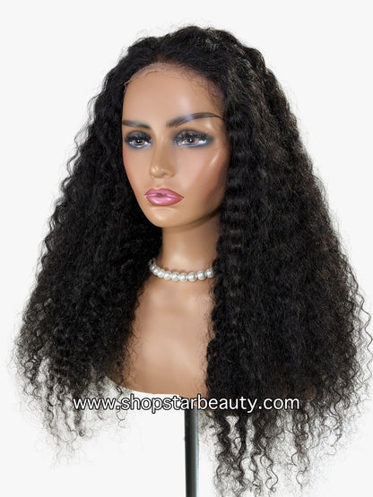 15A PINK LEMON GOLD 100% Human Hair 5X6 Lace Front Wig - WEST (Wet & Wavy) (18"-30")