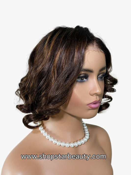 15A PINK LEMON GOLD 100% Human Hair 6X5 Lace Front Wig - CIARA (T1B/P2/30)