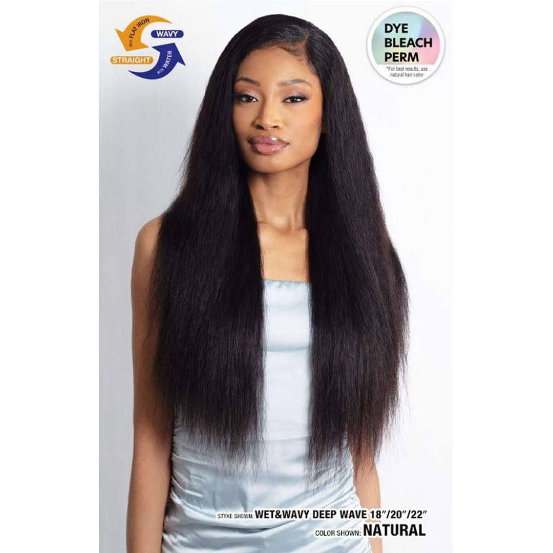 SHAKE N GO Glossy 100% Virgin Remy Hair 2X6 HD Lace Closure - Wet & Wavy Deep Wave 12"