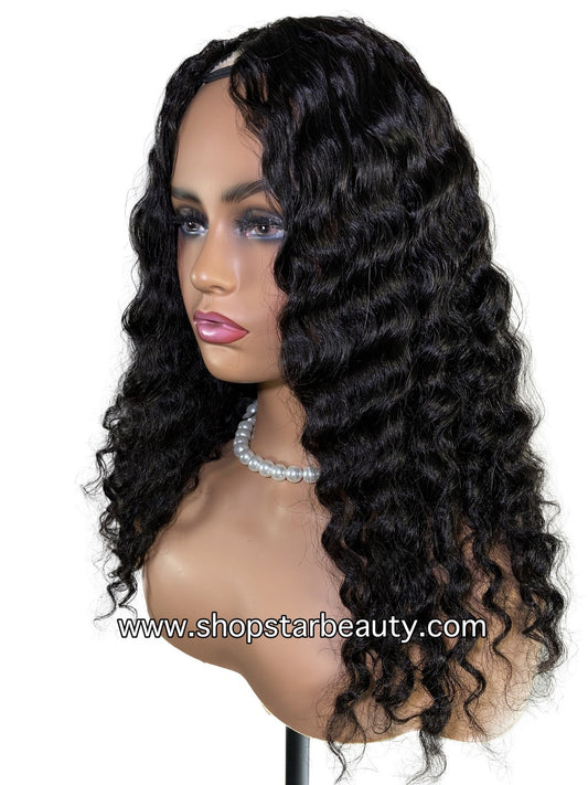 15A PINK LEMON GOLD 100% Human Hair V-Part Wig V-WET & WAVY DEEP