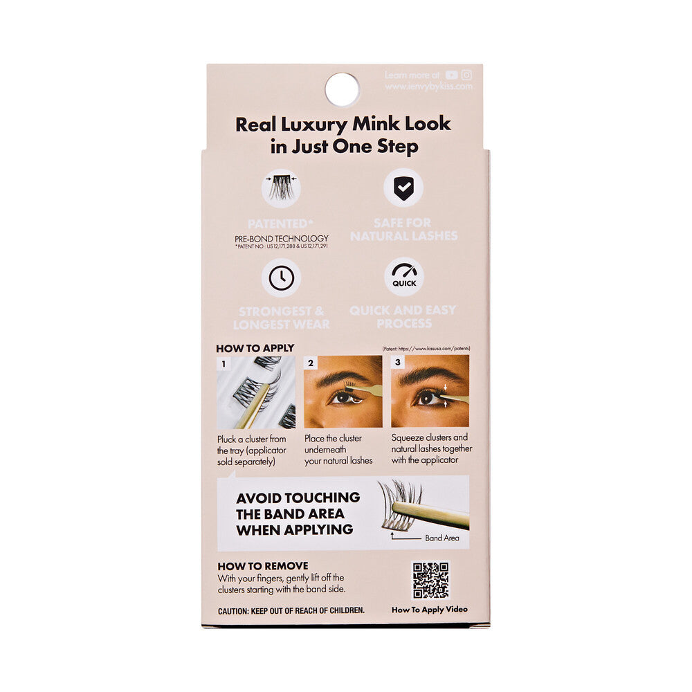 KISS i Envy Press & Go Press-On Pre-Glued Lash Clusters – Mink