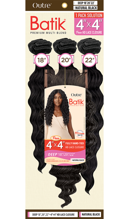 OUTRE Synthetic Batik 3 pcs (18" 20" 22") + 4×4 HD Lace Closure - DEEP WAVE