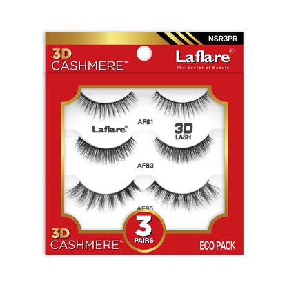 Laflare 3D Cashmere 3 Pairs Eco Pack Eyelashes