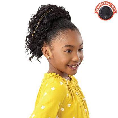 OUTRE Lil Looks Synthetic Drawstring Ponytail - GOLD ACCENTED NATURAL WAVE 12"