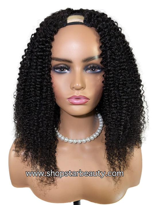 15A PINK LEMON GOLD 100% Human Hair V-Part Wig V-KINKY