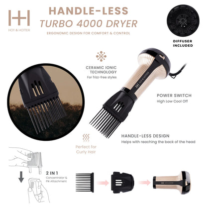 Annie Hot & Hotter Turbo 4000 Ceramic Handless Hair Dryer (Gold)