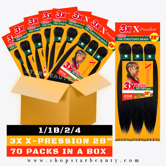 [BOX DEAL] SENSATIONNEL 3X X-pression Pre-Stretched Braid 28" (KIDS)  (70 packs/box)