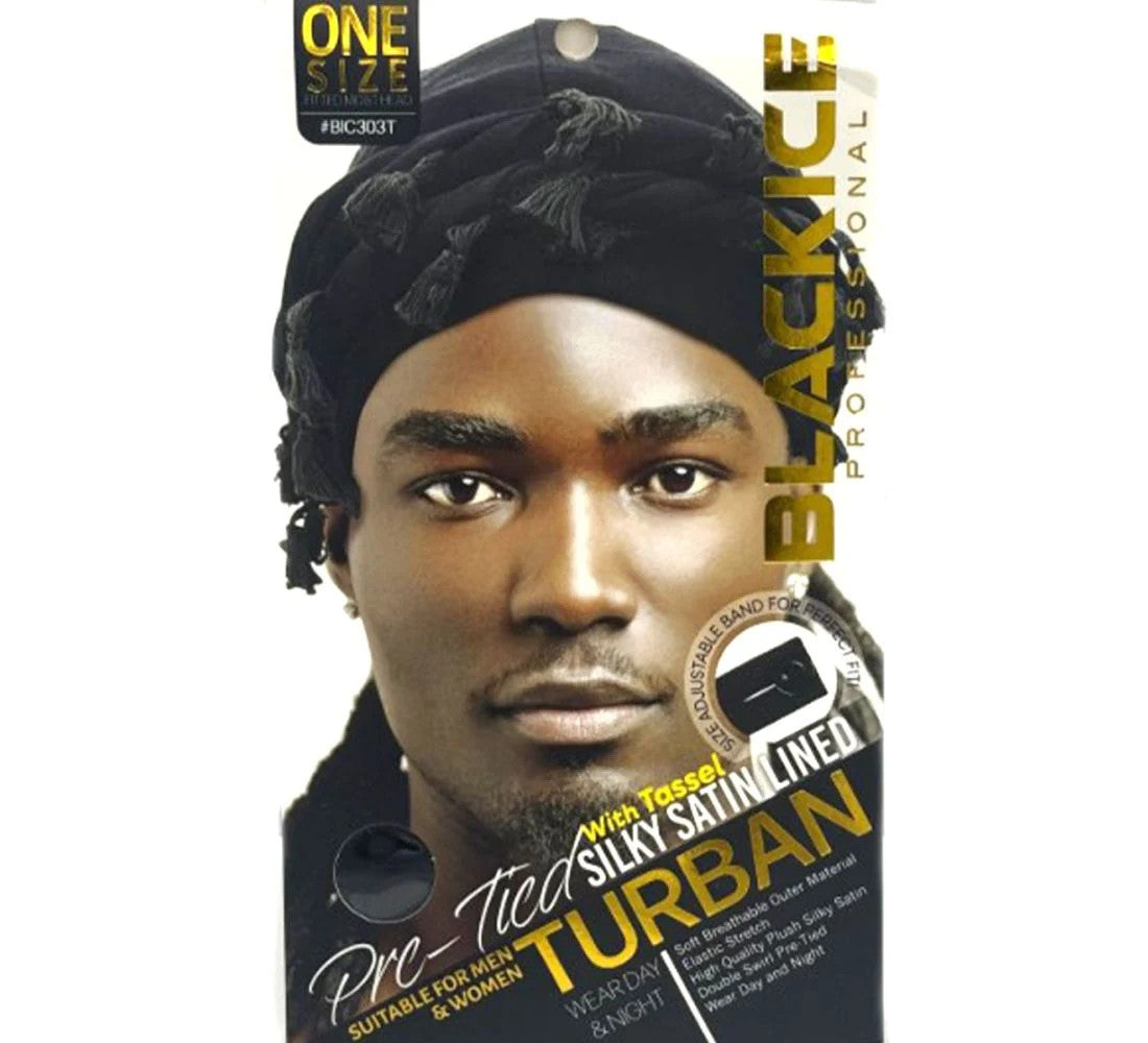 Black Ice Professional Pre-Tied Turban Tassel