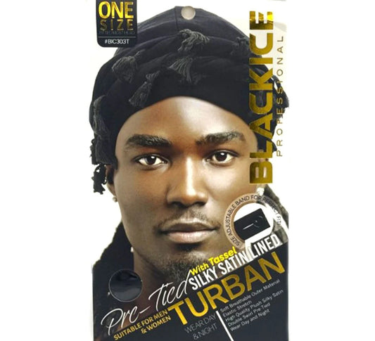 Black Ice Professional Pre-Tied Turban Tassel