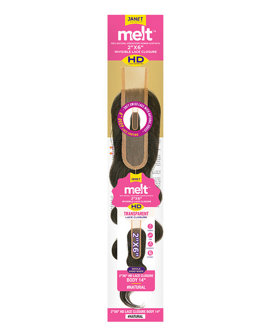 Janet Collection 100% Human Hair 2X6 HD Lace Closure - Body Wave (10"-18")