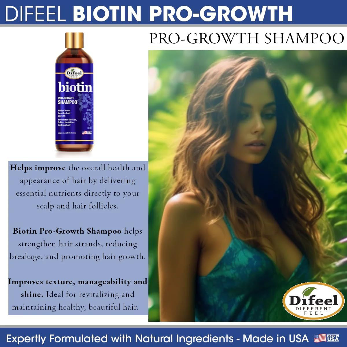 Difeel Biotin Pro-Growth Shampoo (12oz)