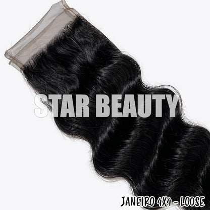 9A Janeiro Brazilian 100% Virgin Hair 4X4 Closure - Loose Wave