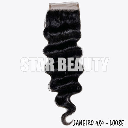 9A Janeiro Brazilian 100% Virgin Hair 4X4 Closure - Loose Wave
