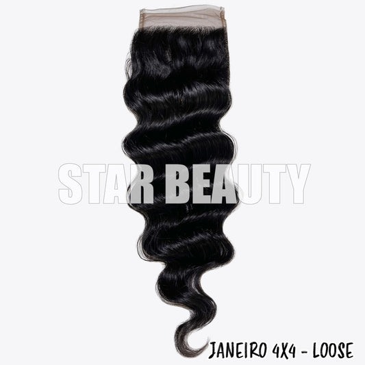9A Janeiro Brazilian 100% Virgin Hair 4X4 Closure - Loose Wave