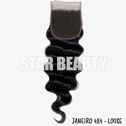 9A Janeiro Brazilian 100% Virgin Hair 4X4 Closure - Loose Wave