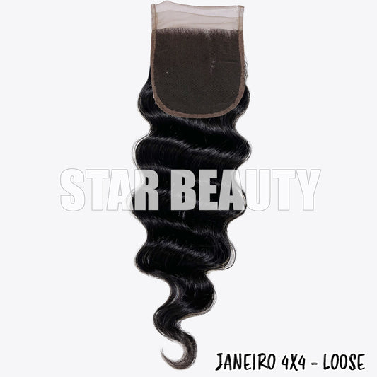 9A Janeiro Brazilian 100% Virgin Hair 4X4 Closure - Loose Wave
