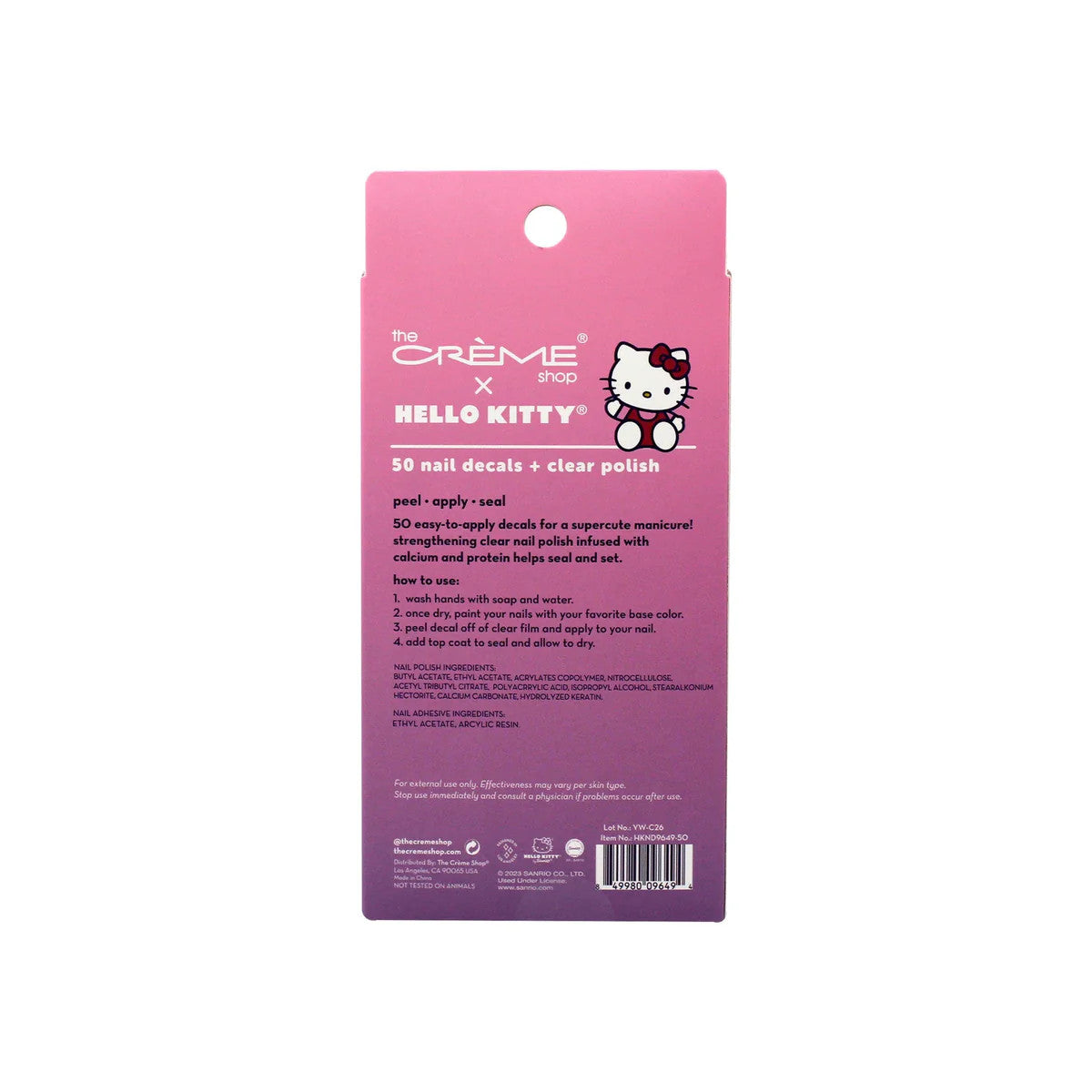 THE CREME SHOP Hello Kitty (Purple) 50 Nail Decals + Clear Polish