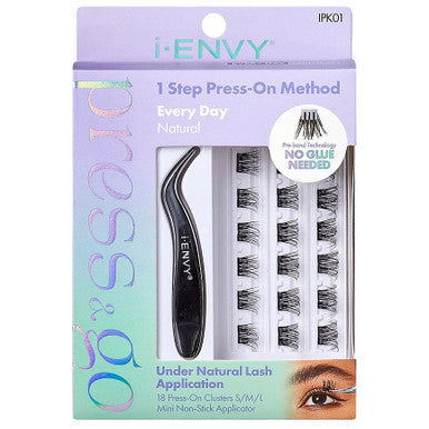 KISS i Envy Press & Go Press-On Pre-Glued Lash Clusters All-In-One Lash Kit