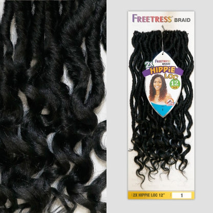 SHAKE N GO Freetress Braid Synthetic Crochet Hair - 2X Hippie Loc 12"
