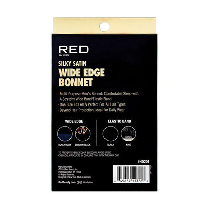 RED Mens Silky Satin Bonnet - Wide Edge