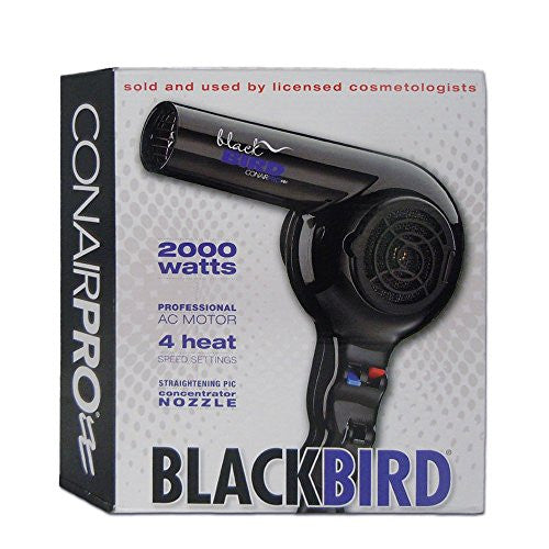 Conair Pro 2000 Watts Professional Black Bird Hair Blow Dryer
