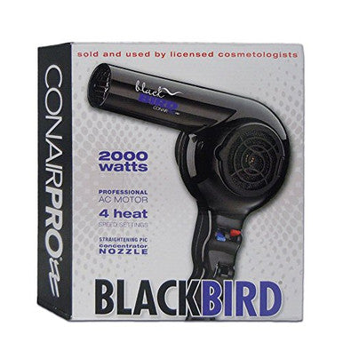 Conair Pro 2000 Watts Professional Black Bird Hair Blow Dryer