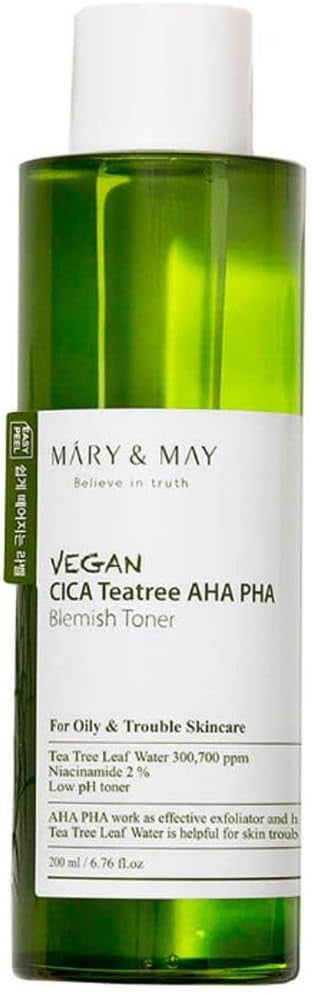 MARY & MAY Vegan CICA Tea Tree AHA PHA Blemish Toner (6.76oz)