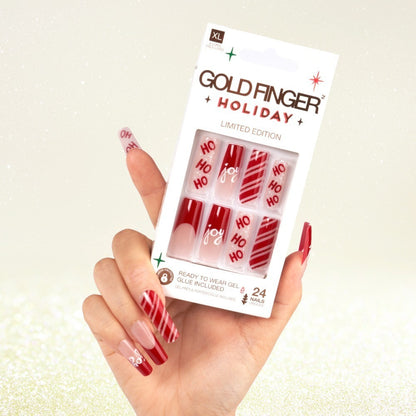 KISS Gold Finger 2023 Holiday Limited Edition Nails - Santa's Ho Ho Ho