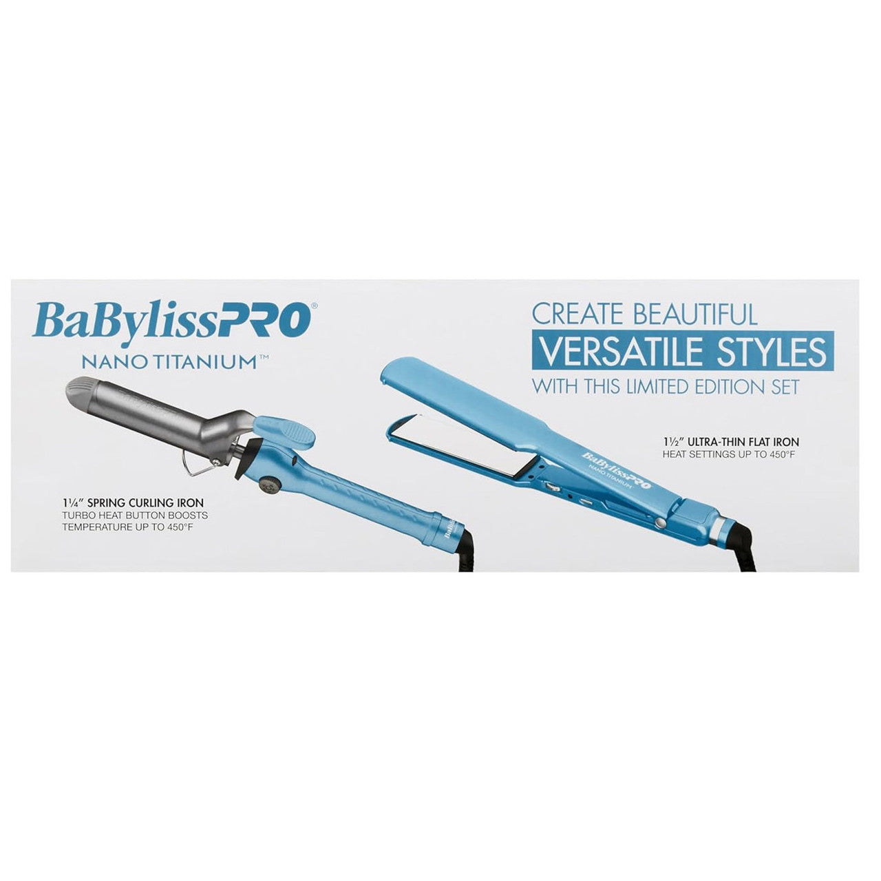 BabylissPRO Nano Titanium Flat Iron 1.5" & Curl Iron 1.25"