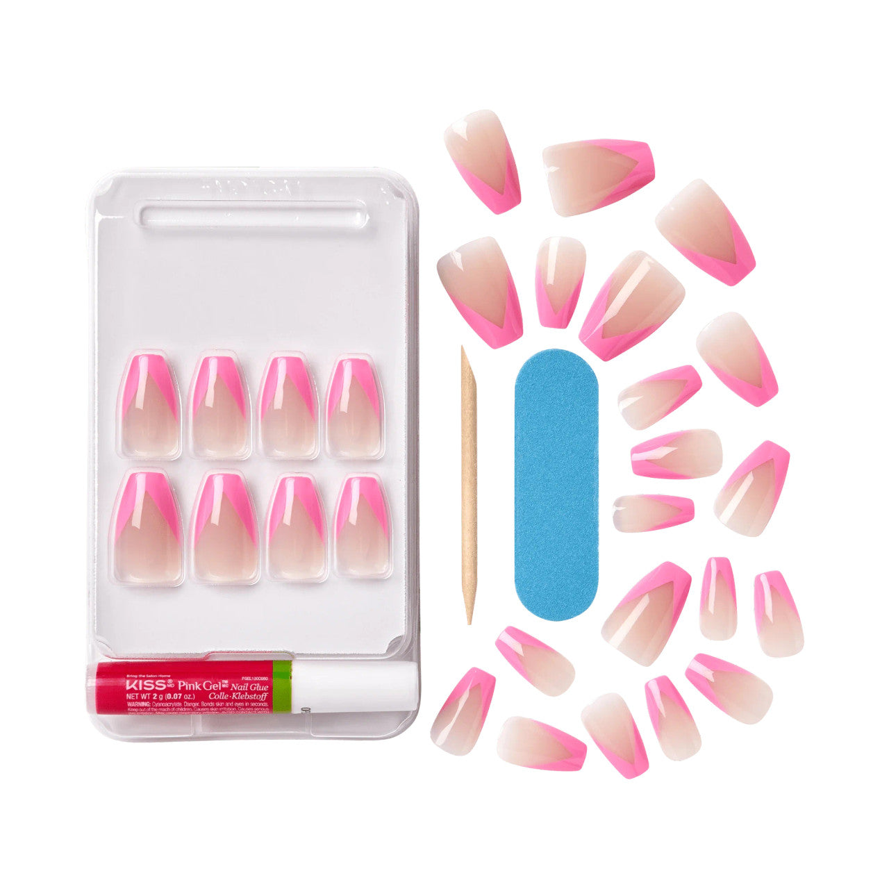 KISS Salon Acrylic French Nails - SQUARED