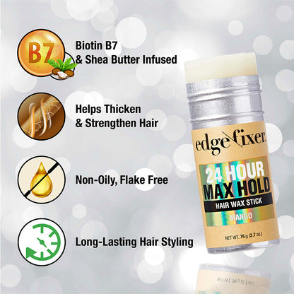 KISS 24 Hour Max Hold Edge Fixer Hair Wax Stick (2.7 oz)