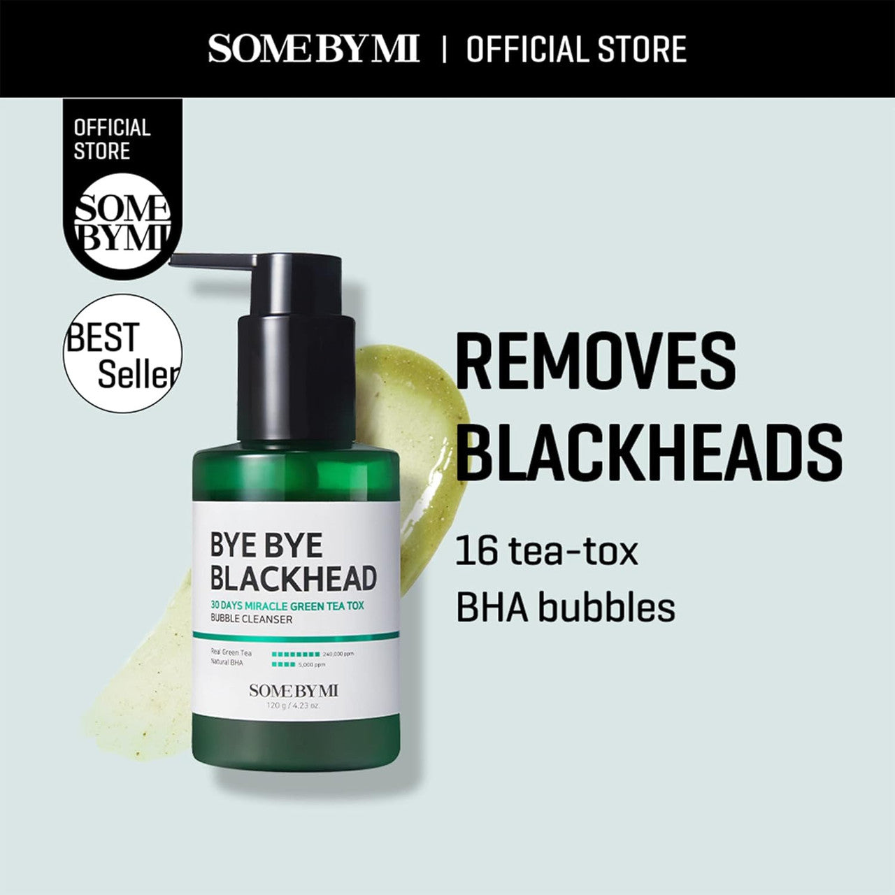 SOME BY MI Bye Bye Blackhead 30 Days Miracle Green Tea Tox Bubble Cleanser (4.23 oz)