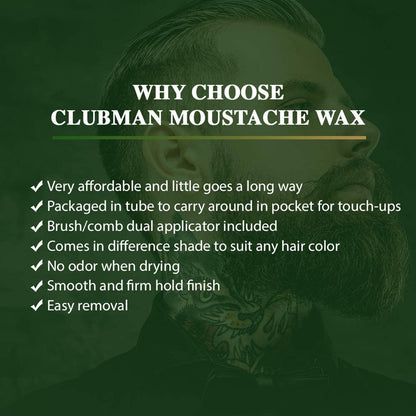 CLUBMAN Moustache Wax with Brush Comb