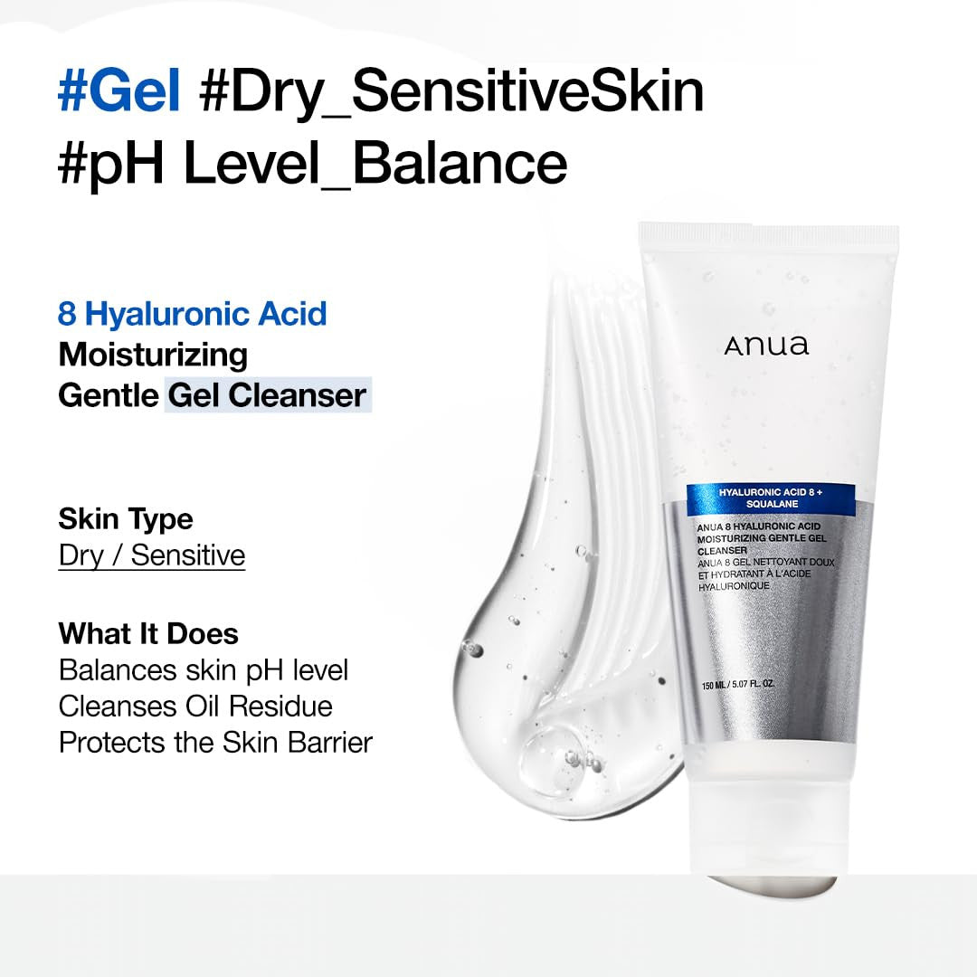 Anua 8 Hyaluronic Acid Moisturizing Gentle Gel Cleanser (5.07oz)