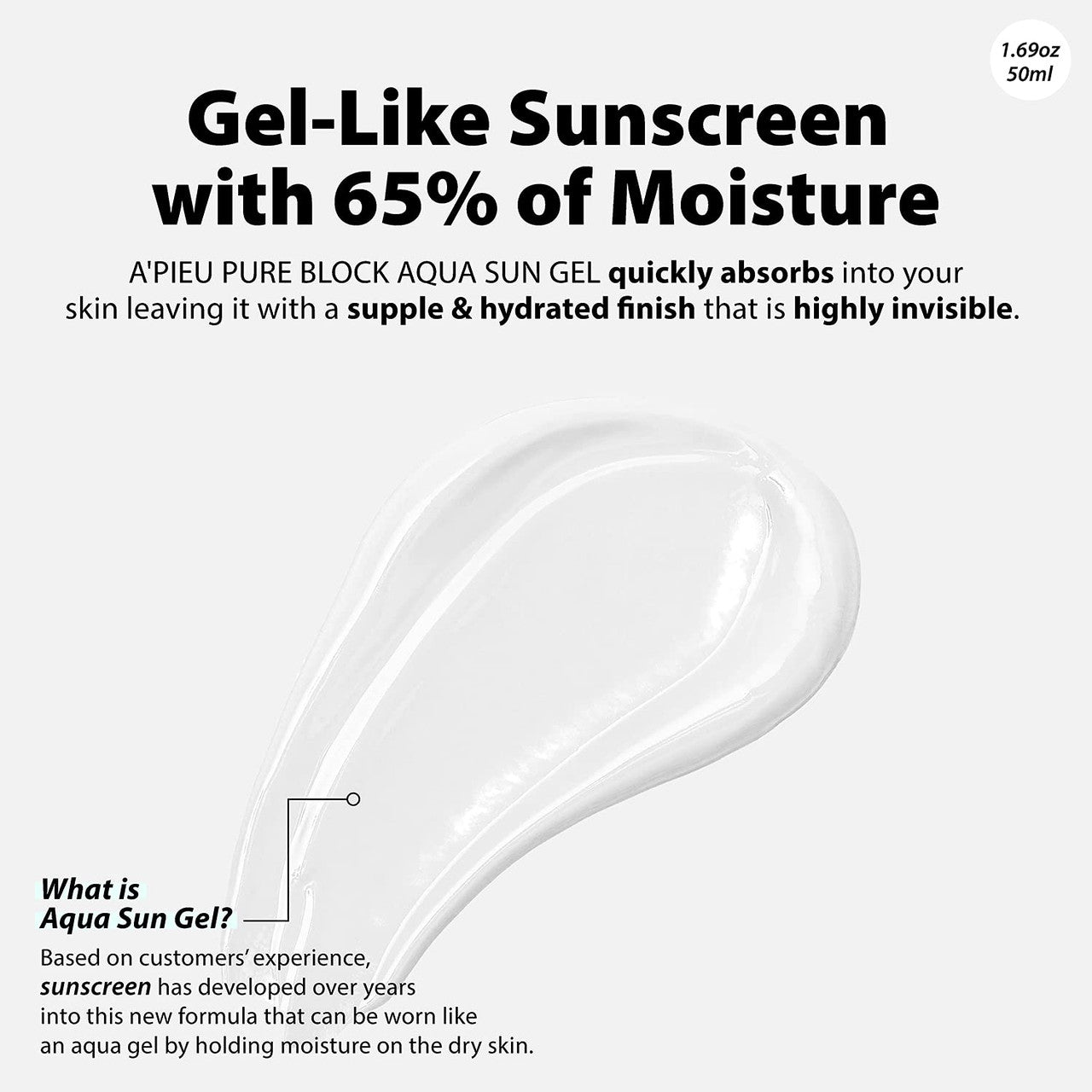 [A'PIEU] Pure Block Aqua Sun Gel SPF50+/PA+++ (1.69 oz)