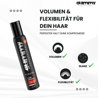 GUMMY Keratin Ultra Strong Hold Hair Styling Mousse (7.6oz)