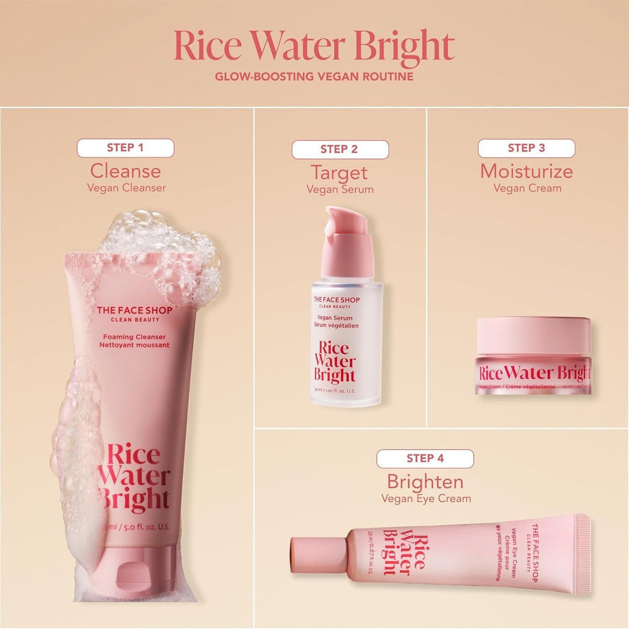 THE FACE SHOP Rice Water Bright Cream, Vegan (1.69oz)