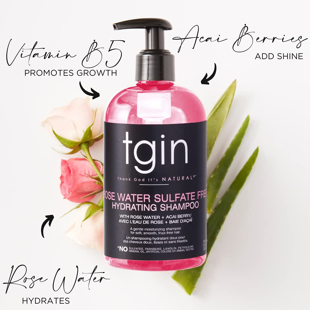TGIN Rose Water Sulfate-Free Hydrating Shampoo (13 oz)