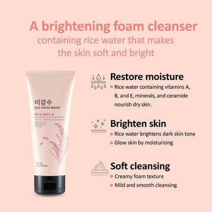 THE FACE SHOP Rice Water Bright Foaming  Cleanser (5oz)