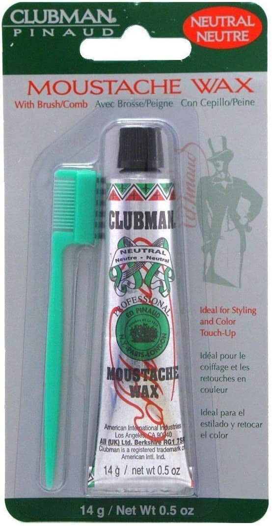 CLUBMAN Moustache Wax with Brush Comb