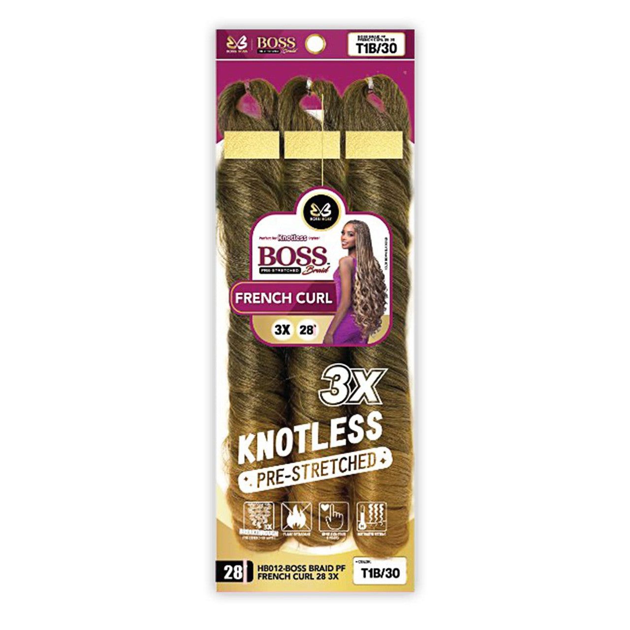 Bobbi Boss Synthetic Pre-Stretched Braids - 3X Knotless French Curl 28"