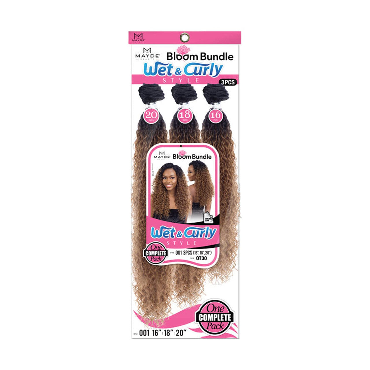 Mayde Beauty Synthetic Bloom Bundle Weave - Wet & Curly 001 3PCS (16"18"20")