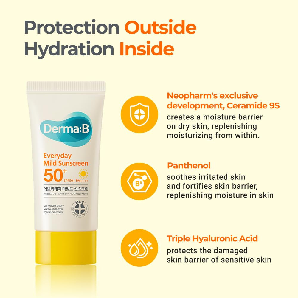DERMA B Everyday Mild Sunscreen SPF50+ PA++++ (1.69oz)