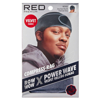 RED Power Wave Compress Rag Velvet Durag (Charcoal Gray)