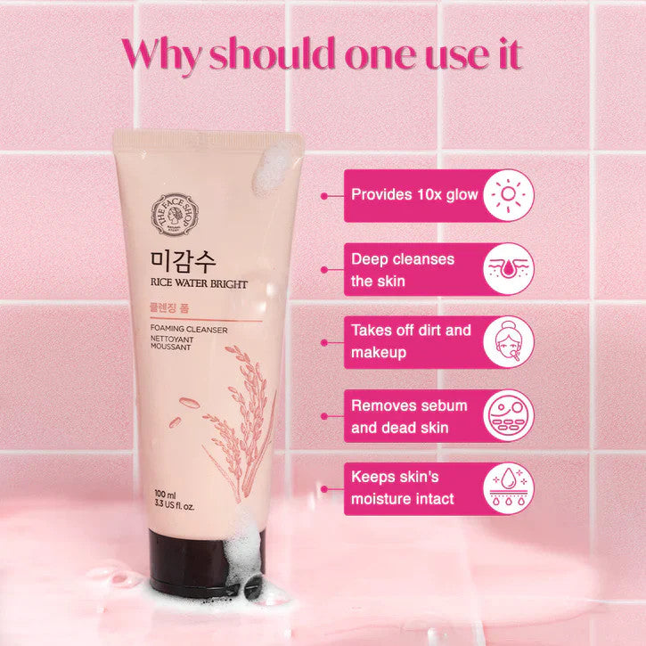 THE FACE SHOP Rice Water Bright Foaming  Cleanser (5oz)