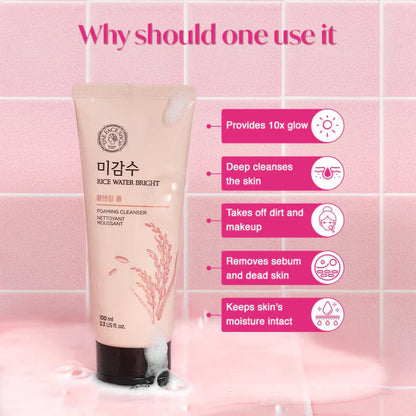 THE FACE SHOP Rice Water Bright Foaming  Cleanser (5oz)