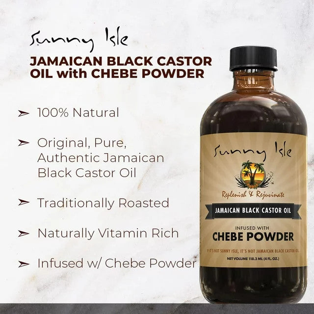 Sunny Isle Jamaican Black Castor Oil infused with Chebe Powder (4oz)