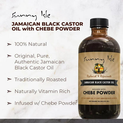 Sunny Isle Jamaican Black Castor Oil infused with Chebe Powder (4oz)